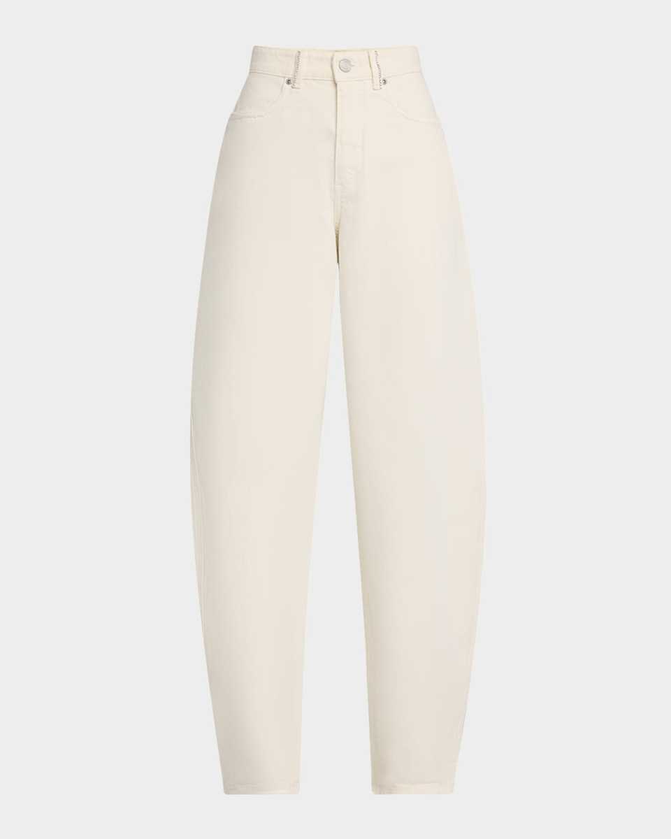 Rhinestone-Embellished Barrel Jeans